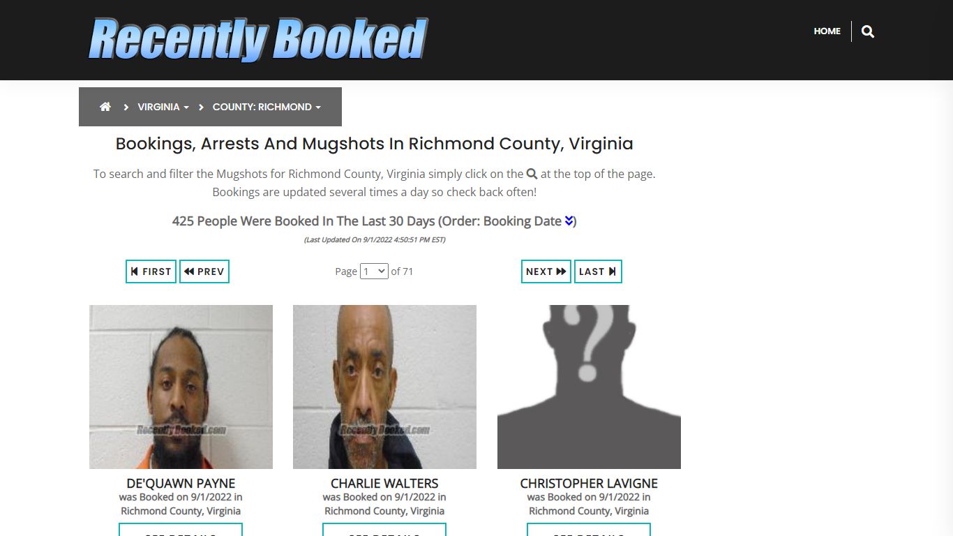 Bookings, Arrests and Mugshots in Richmond County, Virginia